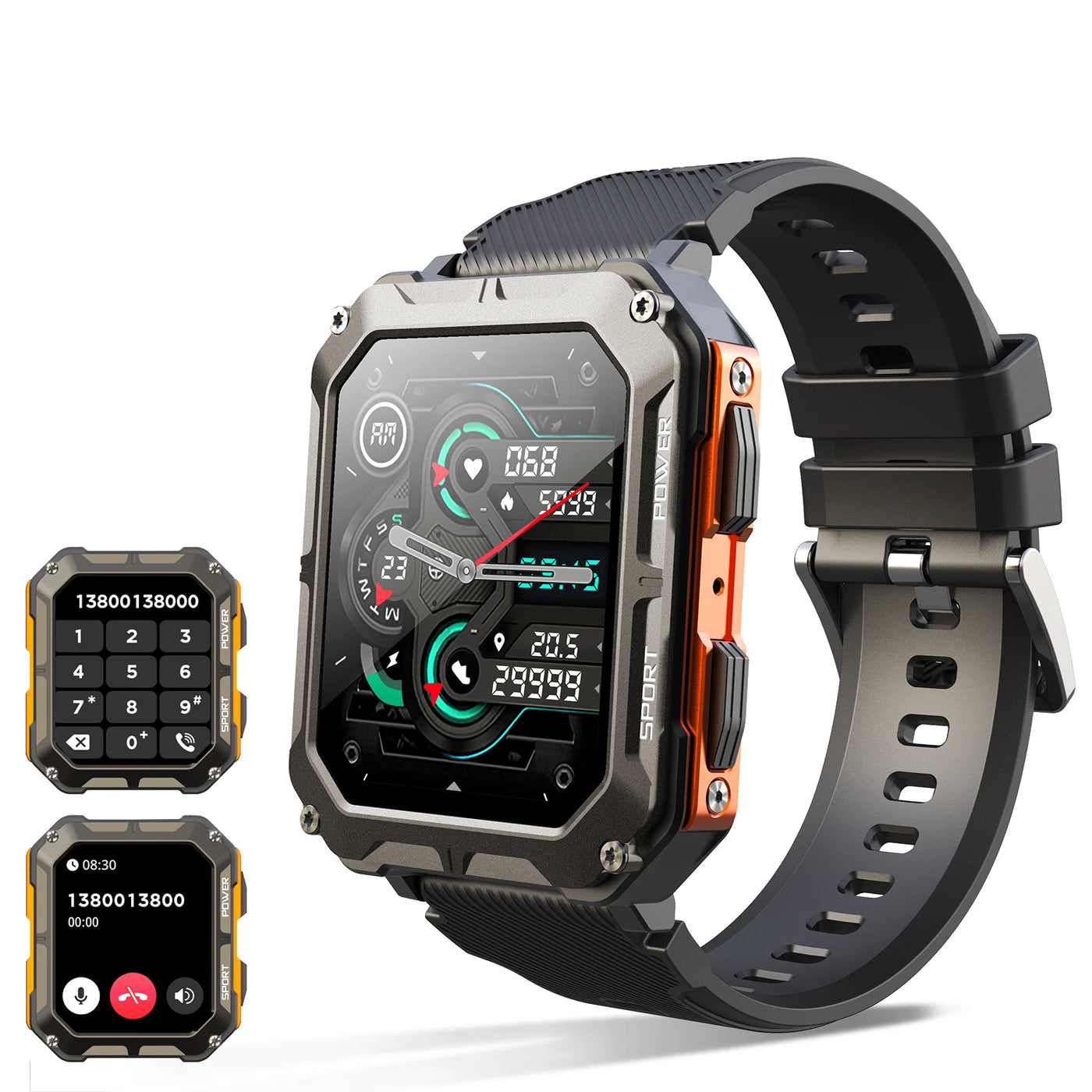 C20 Pro Smart Watch for Men - Voice Assistant, Bluetooth Wireless Calling, Business & Sports IP68 Waterproof Watch for Android & iOS