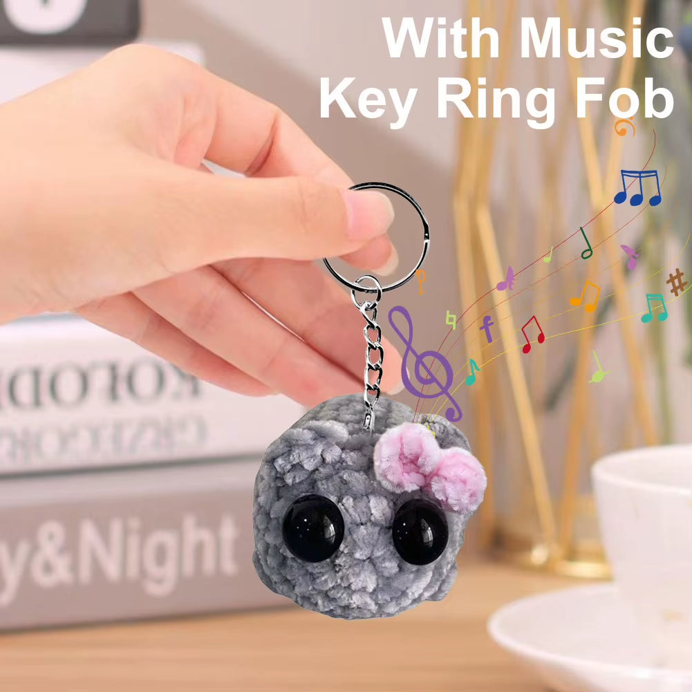 Sad Hamster Meme Plush Toy – Music Sound Keychain, Kawaii Crochet Plush, Cute Key Ring Gift for Men & Women