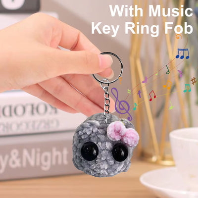 Sad Hamster Meme Plush Toy – Music Sound Keychain, Kawaii Crochet Plush, Cute Key Ring Gift for Men & Women