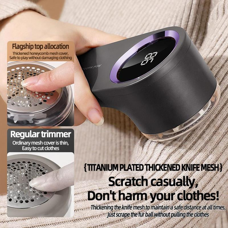 USB Rechargeable Electric Lint Remover – Portable Handheld Fabric Shaver with LED Display for Clothes, Bedding & Furniture