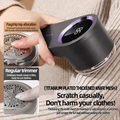 USB Rechargeable Electric Lint Remover – Portable Handheld Fabric Shaver with LED Display for Clothes, Bedding & Furniture