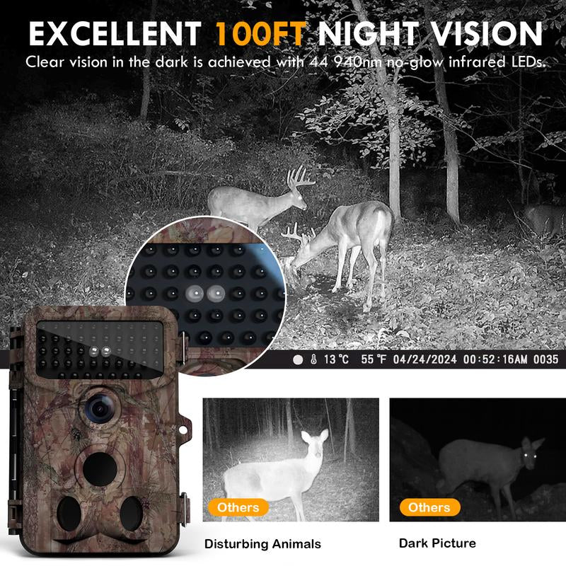 Hunting Trail Camera – 4K 48MP Motion Activated Cam with Night Vision & Waterproof Design