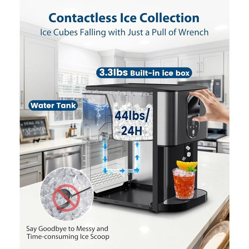 Countertop Nugget Ice Maker – COWSAR 44Lbs/24H with Fast Ice & Auto Dispense