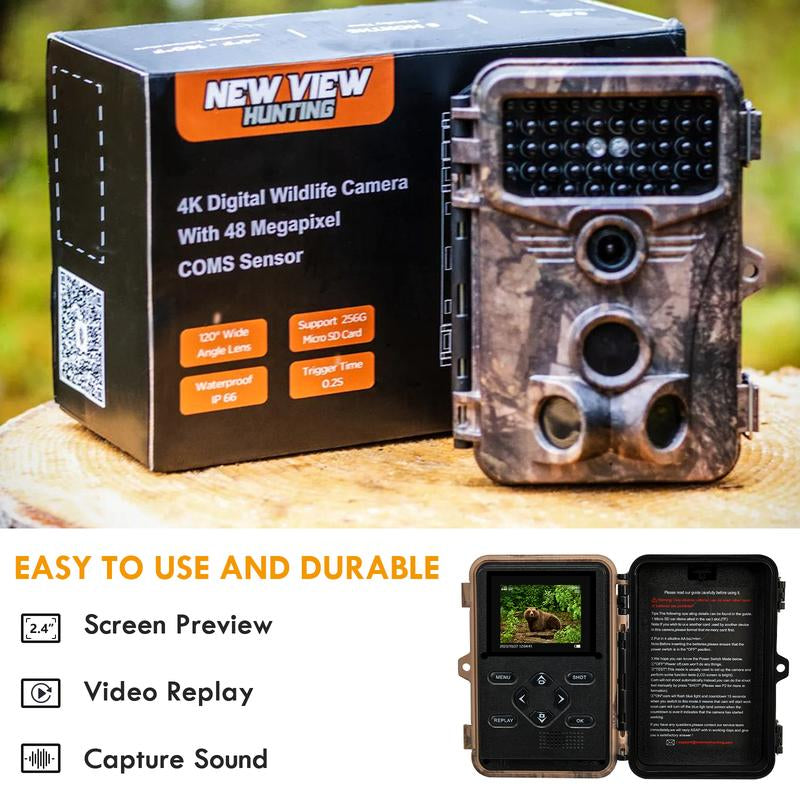 Hunting Trail Camera – 4K 48MP Motion Activated Cam with Night Vision & Waterproof Design