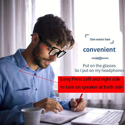 SENBONO Smart Glasses – Wireless Bluetooth Audio, Anti-Blue Light Lenses, Built-in Mic, Smart Sports Glasses for Everyday Use