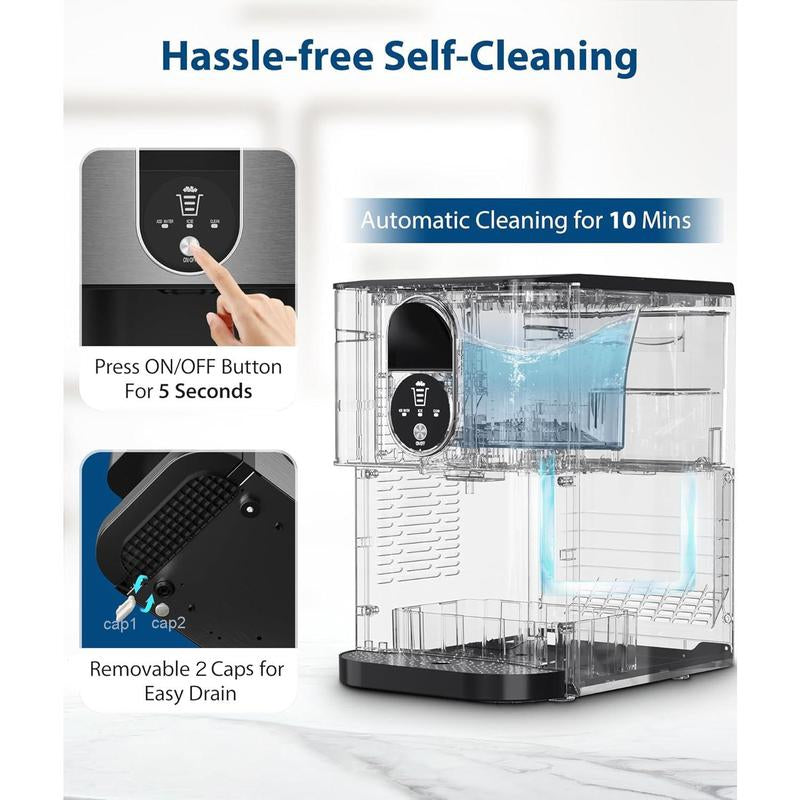 Countertop Nugget Ice Maker – COWSAR 44Lbs/24H with Fast Ice & Auto Dispense