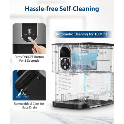 Countertop Nugget Ice Maker – COWSAR 44Lbs/24H with Fast Ice & Auto Dispense