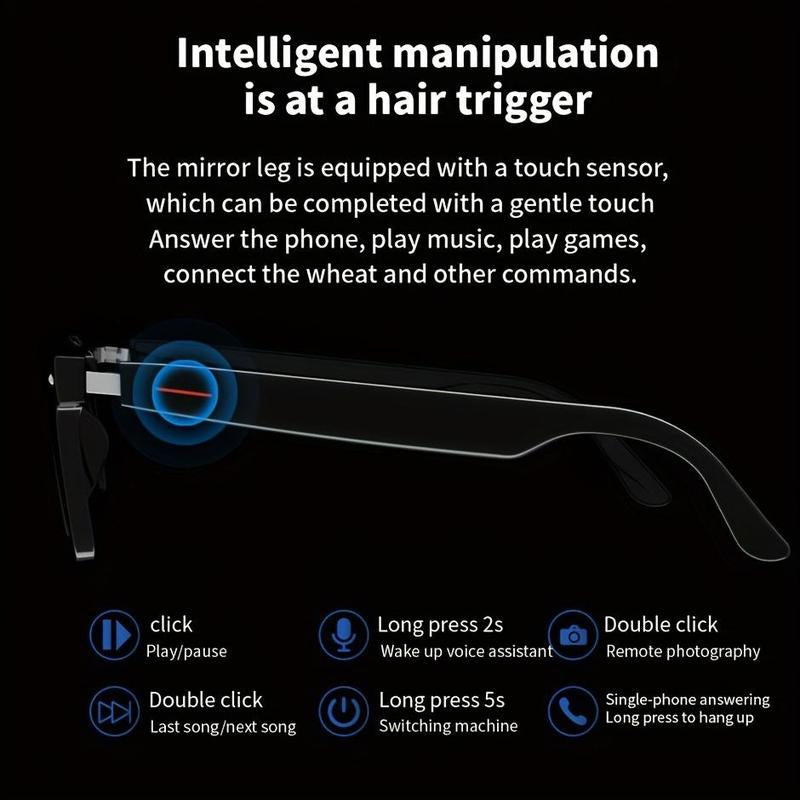 SENBONO Smart Glasses – Wireless Bluetooth Audio, Anti-Blue Light Lenses, Built-in Mic, Smart Sports Glasses for Everyday Use