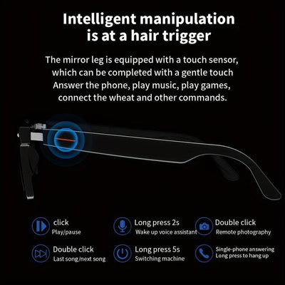 SENBONO Smart Glasses – Wireless Bluetooth Audio, Anti-Blue Light Lenses, Built-in Mic, Smart Sports Glasses for Everyday Use