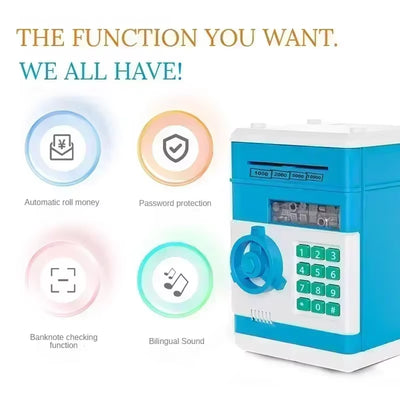 Electronic Piggy Bank for Kids – Mini ATM Money Box with Password Lock, Coin Slot & Cash Slot, Digital Safe Savings Bank for Boys & Girls