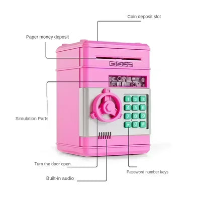 Electronic Piggy Bank for Kids – Mini ATM Money Box with Password Lock, Coin Slot & Cash Slot, Digital Safe Savings Bank for Boys & Girls