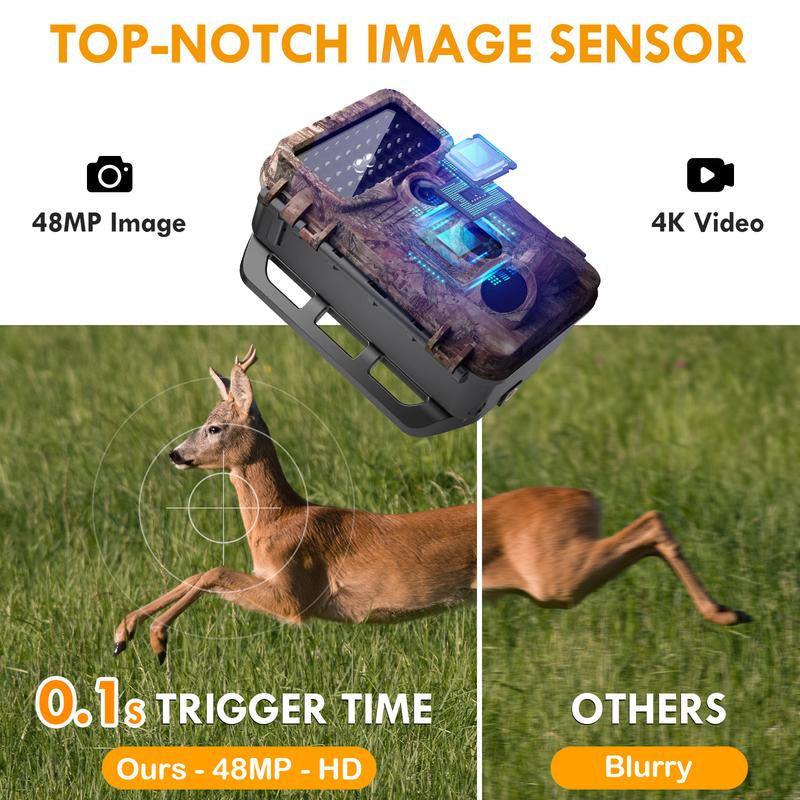 Hunting Trail Camera – 4K 48MP Motion Activated Cam with Night Vision & Waterproof Design