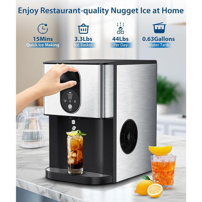 Countertop Nugget Ice Maker – COWSAR 44Lbs/24H with Fast Ice & Auto Dispense